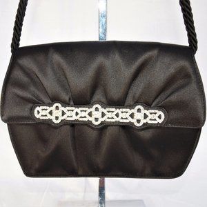 Vintage Bally Satin Crystal Rhinestone Clutch Bag New w/ Tags